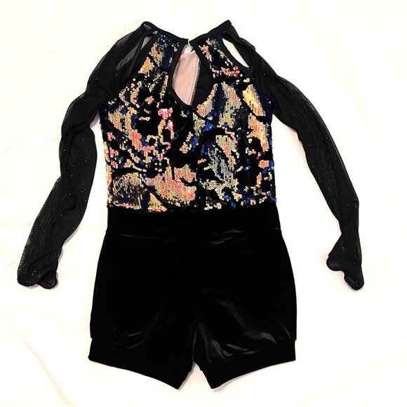 Weissman Adult Dance Costume Jazz Sequin Tap Romper Shorts MA Back Velvet - Picture 5 of 11